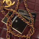 Chanel Burgundy Lambskin Quilted Turnlock Tote Bag