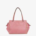 Sac cabas trapèze petit Valentino Garavani Rockstud en cuir rose