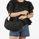 Fendi Black Zucchino Canvas Hobo Bag.