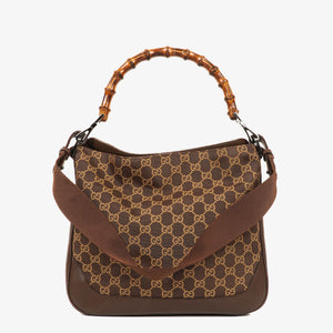 Gucci Bamboo Top Handle GG Canvas Brown/Biege Hobo Bag