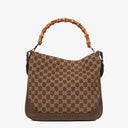 Gucci Bamboo Top Handle GG Canvas Brown/Biege Hobo Bag