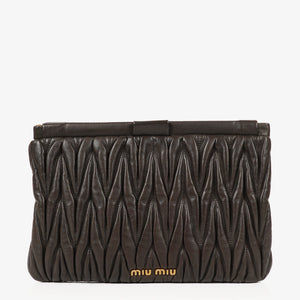 Miu Miu Matelasse Brown Leather Cluch Bag