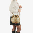 Celine Vintage Macadam Beige Drawstring Bucket Bag