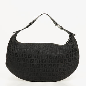 Fendi Black Zucchino Canvas Hobo Bag.