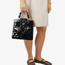 Chanel CC Black Quilted Patent Leather Handbag With 24K Gold-Plated Hardware