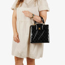 Chanel CC Black Quilted Patent Leather Handbag With 24K Gold-Plated Hardware