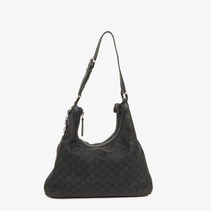 Gucci GG Canvas Charm Black Hobo Bag