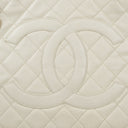 Chanel Medallion Vintage Tote Bag In White Quilted Caviar Leather