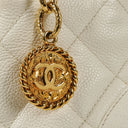 Chanel Medallion Vintage Tote Bag In White Quilted Caviar Leather