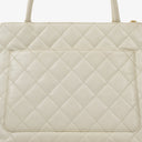Chanel Medallion Vintage Tote Bag In White Quilted Caviar Leather