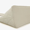 Chanel Medallion Vintage Tote Bag In White Quilted Caviar Leather