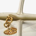 Chanel Medallion Vintage Tote Bag In White Quilted Caviar Leather