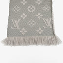 Louis Vuitton Wool Silk Logomania Scarf in Pearl Grey