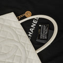 Chanel Medallion Vintage Tote Bag In White Quilted Caviar Leather
