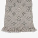 Louis Vuitton Wool Silk Logomania Scarf in Pearl Grey