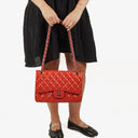 Chanel Jumbo Classic Double Flap Patent Quilted Leather With Silver-tone Hardware