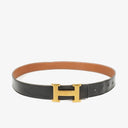 Hermes 30mm Box Leather Gold Black H Belt