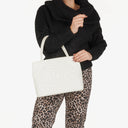 Chanel Medallion Vintage Tote Bag In White Quilted Caviar Leather