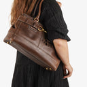 Coach Hampton Brown Pebled Leather Bag