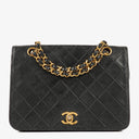 Chanel Full Flap Bag Black Quilted Lambskin 24K Gold-Plated Hardware