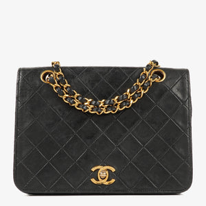 Chanel Full Flap Bag Black Quilted Lambskin 24K Gold-Plated Hardware