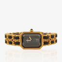 Chanel Stainless Steel Lambskin 20mm Chain Premiere Quartz Watch Gold L