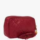 Chanel Camera Clutch Red Quilted Lambskin Tassel Bag