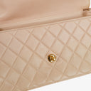 Chanel Double-Sided Flap Bag Beige Leather 24k Gold-Plated Hardware