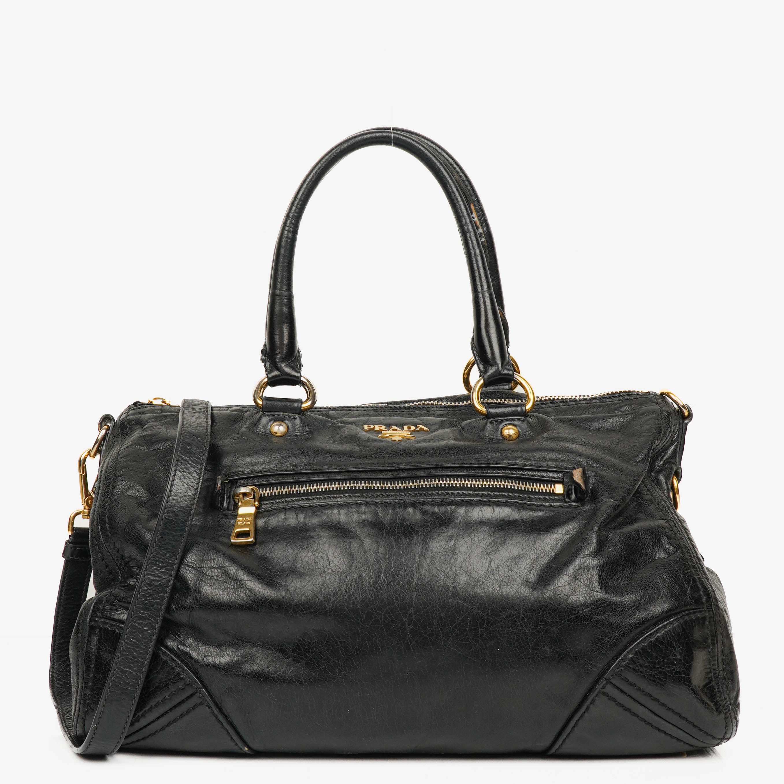 Prada Black Vitello Shine Leather Bag