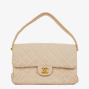 Chanel Double-Sided Flap Bag Beige Leather 24k Gold-Plated Hardware