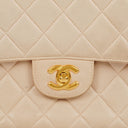 Chanel Double-Sided Flap Bag Beige Leather 24k Gold-Plated Hardware