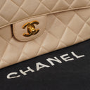 Chanel Double-Sided Flap Bag Beige Leather 24k Gold-Plated Hardware