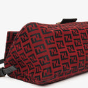 Fendi Red and Black Baguette Zucchino Shoulder Bag