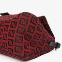 Fendi Red and Black Baguette Zucchino Shoulder Bag