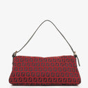 Fendi Red and Black Baguette Zucchino Shoulder Bag