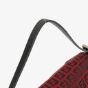 Fendi Red and Black Baguette Zucchino Shoulder Bag