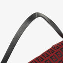 Fendi Red and Black Baguette Zucchino Shoulder Bag