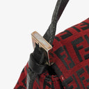Fendi Red and Black Baguette Zucchino Shoulder Bag