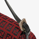 Fendi Red and Black Baguette Zucchino Shoulder Bag