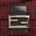 Fendi Red and Black Baguette Zucchino Shoulder Bag