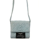 Chanel Small CC Flap Crossbody Bag In Light Blue Quilted Suede