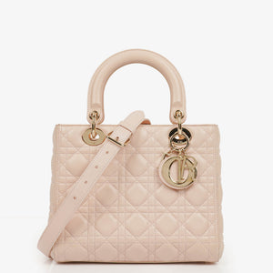 Christian Dior Medium Lady Dior Powder Pink Cannage Quilted Leather Bag
