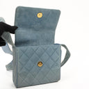 Chanel Small CC Flap Crossbody Bag In Light Blue Quilted Suede