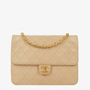 Chanel Small Classic Single Flap Bag Beige Quilted Lambskin With 24K Gold-Plated Hardware