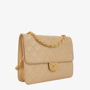 Chanel Small Classic Single Flap Bag Beige Quilted Lambskin With 24K Gold-Plated Hardware