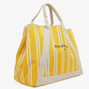 Balenciaga Yellow/White Navy Cabas Calfskin Logo Print Handbag