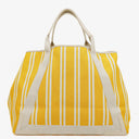 Balenciaga Yellow/White Navy Cabas Calfskin Logo Print Handbag