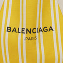 Balenciaga Yellow/White Navy Cabas Calfskin Logo Print Handbag