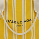Balenciaga Yellow/White Navy Cabas Calfskin Logo Print Handbag