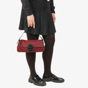 Fendi Red and Black Baguette Zucchino Shoulder Bag